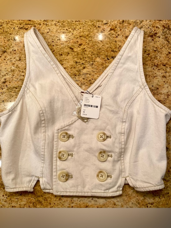 Free People Tops - Free People Double-Breasted Ivory Cropped Vest, Size 4, NWT!